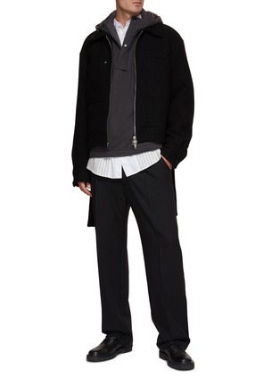 模特儿示范图 - 点击放大 - SOLID HOMME - 半开襟连帽卫衣
