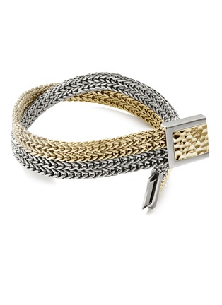 细节 - 点击放大 - JOHN HARDY - ‘Classic Chain’ Hammered 18K Gold Silver Double Chain Bracelet — Size UM