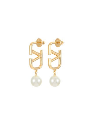 首图 - 点击放大 - VALENTINO GARAVANI - VLogo Pearl Gold Toned Earrings