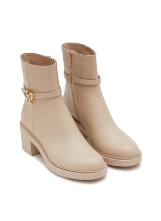 细节 - 点击放大 - GIANVITO ROSSI - RIBBON 粗跟真皮短靴