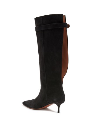  - ALAÏA - 麂皮尖头高跟筒靴