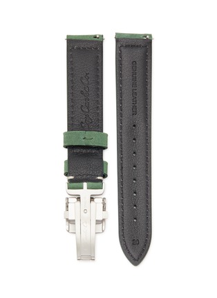模特儿示范图 - 点击放大 - CUSTOM T. WATCH ATELIER - Brushed Steel Deployant Clasp Leather Watch Strap