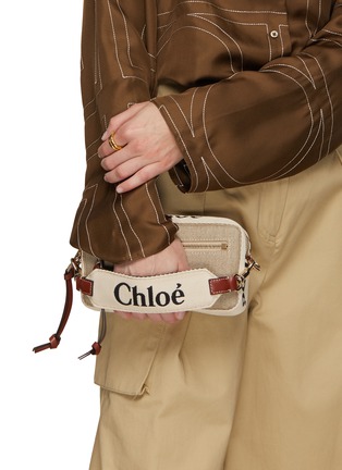 正面 -点击放大 - CHLOÉ - WOODY 真皮边饰亚麻单肩包