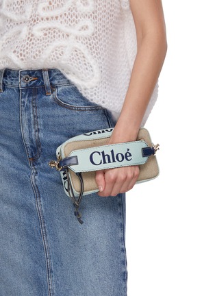 正面 -点击放大 - CHLOÉ - WOODY 真皮边饰亚麻单肩包
