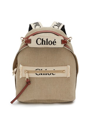 首图 - 点击放大 - CHLOÉ - WOODY 真皮边饰亚麻双肩包