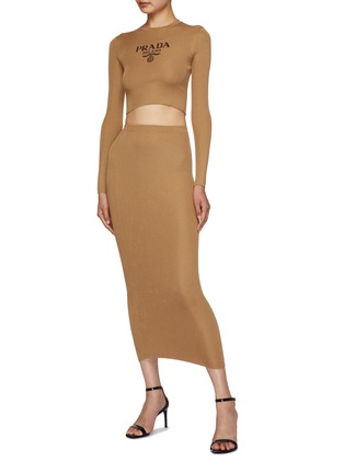 模特儿示范图 - 点击放大 - PRADA - 针织铅笔半身裙