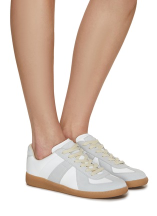 模特儿示范图 - 点击放大 - MAISON MARGIELA - REPLICA 真皮麂皮拼接系带运动鞋