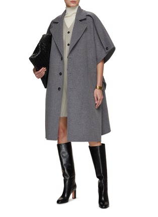 模特儿示范图 - 点击放大 - BOTTEGA VENETA - 系带混纺羊毛外套