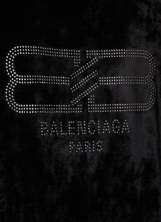  - BALENCIAGA - 仿水晶缀饰丝绒连帽卫衣