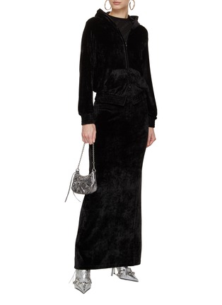 模特儿示范图 - 点击放大 - BALENCIAGA - 仿水晶缀饰丝绒连帽卫衣