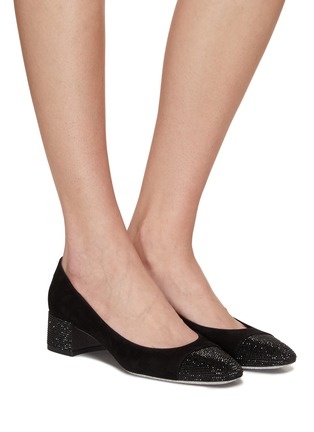 模特儿示范图 - 点击放大 - RENÉ CAOVILLA - 仿水晶饰粗跟高跟鞋