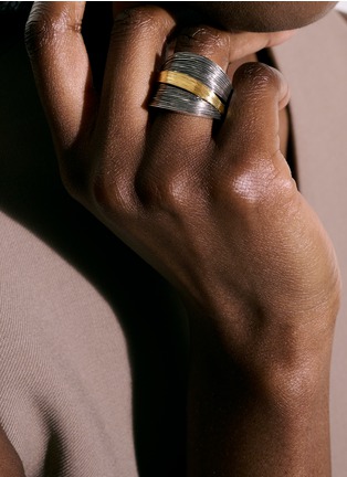  - JOHN HARDY - Bamboo 18K Gold Silver Saddle Ring — Size 8
