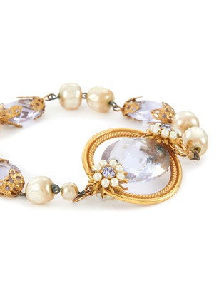 细节 - 点击放大 - LANE CRAWFORD VINTAGE ACCESSORIES - Gold Tone Faux Pearl Glass Bracelet