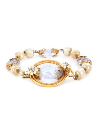 首图 - 点击放大 - LANE CRAWFORD VINTAGE ACCESSORIES - Gold Tone Faux Pearl Glass Bracelet