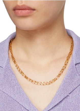 模特示范图 - 点击放大 - LANE CRAWFORD VINTAGE ACCESSORIES - 14K Gold Plated Chain Necklace