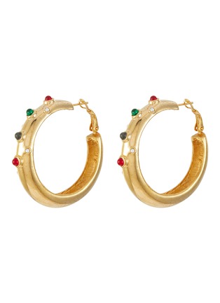 首图 - 点击放大 - LANE CRAWFORD VINTAGE ACCESSORIES - Gold Tone Cabachon Hoop Earrings