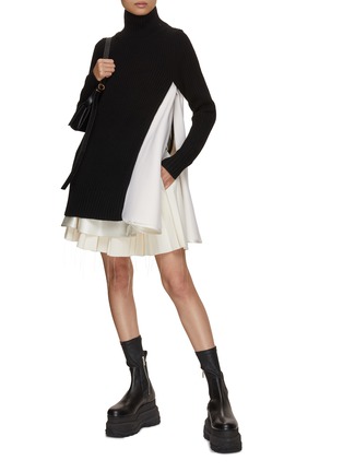 模特儿示范图 - 点击放大 - SACAI - 高领拼接针织毛衣