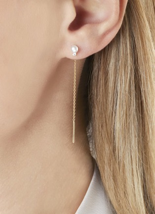 细节 - 点击放大 - YOKO LONDON - Trend Diamond Pearl 18K Gold Chain Earrings