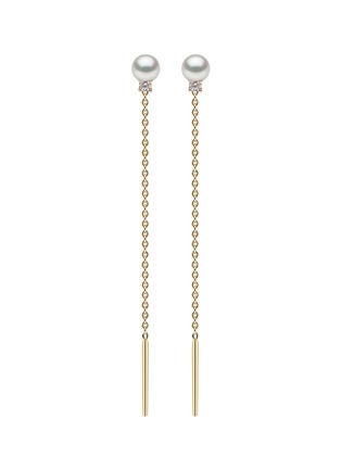 首图 - 点击放大 - YOKO LONDON - Trend Diamond Pearl 18K Gold Chain Earrings