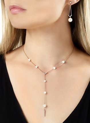 细节 - 点击放大 - YOKO LONDON - Trend Diamond Pearl 18K Rose Gold Necklace