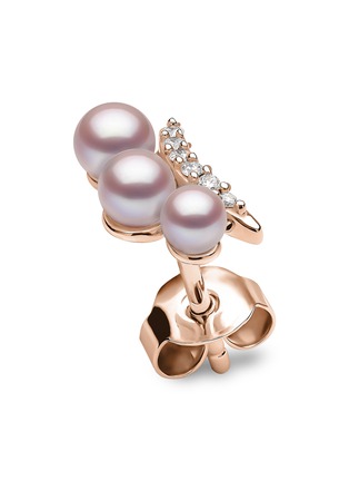 细节 - 点击放大 - YOKO LONDON - Sleek 18K Rose Gold Diamond Fresh Water Pearl Earrings