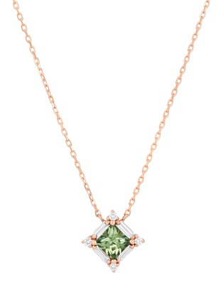 首图 - 点击放大 - SUZANNE KALAN - Princess Midi Diamond Green Sapphire 18K Rose Gold Pendant Necklace — 16"/18"