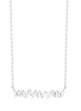 首图 - 点击放大 - SUZANNE KALAN - Classic  Diamond 18K White Gold Classic Bar Necklace — 16"/18"