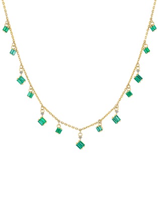 首图 - 点击放大 - SUZANNE KALAN - Bold Diamond Emerald 18K Gold Cascade Necklace — 16"/18"