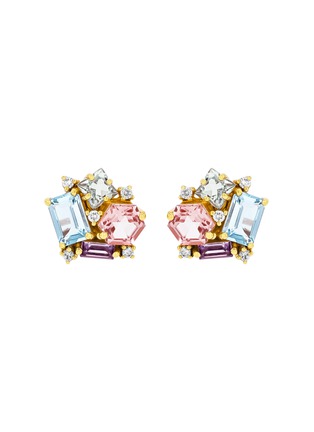 首图 - 点击放大 - SUZANNE KALAN - Amalfi Pastel Blossom Diamond Gemstones 14K Gold Stud Earrings