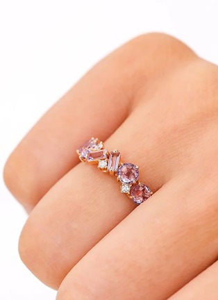细节 - 点击放大 - SUZANNE KALAN - Amalfi Blend Diamond Rose de France Gemstone 14K Rose Gold Ring — Size 6.5