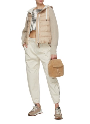 模特儿示范图 - 点击放大 - BRUNELLO CUCINELLI - 针织袖绗缝拉链夹克