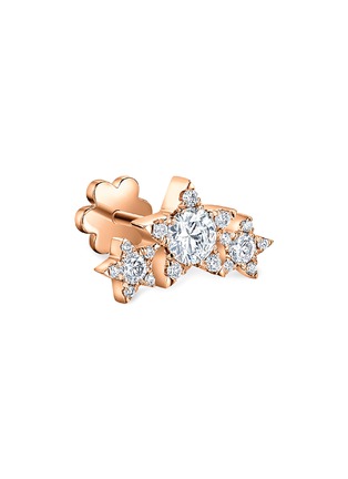 细节 - 点击放大 - MARIA TASH - Three Star Garland Diamond 18K Rose Gold Stud Earring
