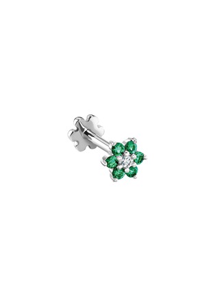 细节 - 点击放大 - MARIA TASH - Flower Diamond Emerald 18K White Gold Stud Earring