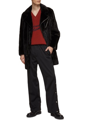 模特儿示范图 - 点击放大 - KRUF - 长款貂毛机车夹克