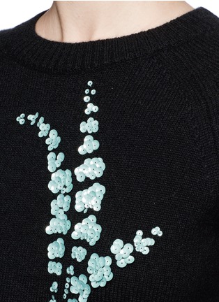 细节 - 点击放大 - DRIES VAN NOTEN - 亮片花卉造型羊绒针织衫
