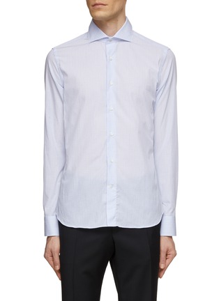 首图 - 点击放大 - CANALI - Spread Collar Check Cotton Shirt