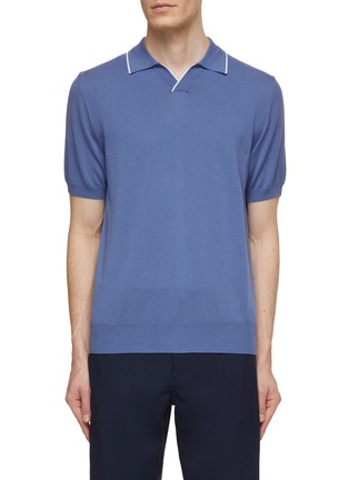 首图 - 点击放大 - CANALI - Contrast Trim Cotton Polo Shirt