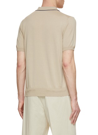 背面 - 点击放大 - CANALI - Contrast Trim Cotton Polo Shirt