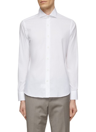 首图 - 点击放大 - CANALI - Spread Collar Strech Cotton Shirt