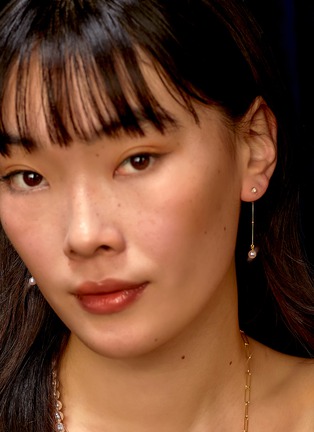 细节 - 点击放大 - MILAMORE - Kintsugi EN Diamond Akoya Pearl 18K White Yellow Gold Drop Ear Jackets