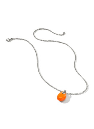 细节 - 点击放大 - JOHN HARDY - Classic Chain Diamond Neon Orange Pebble Pendant Sterling Silver Necklace — Size 16-18