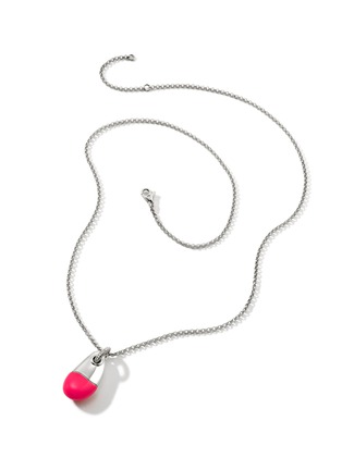 细节 - 点击放大 - JOHN HARDY - Classic Chain Diamond Neon Pink Pebble Pendant Necklace — Size 22-24