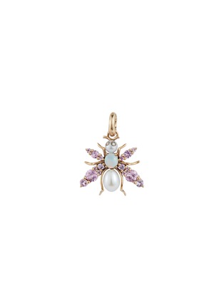 首图 - 点击放大 - STORROW JEWELRY - Beatrice Bee 14K Gold Pink Sapphire Pearl Charm