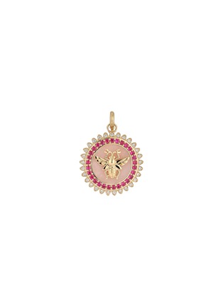 首图 - 点击放大 - STORROW JEWELRY - Minnie 14K Gold Diamond Ruby Bee Medallion Charm