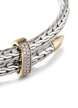 细节 - 点击放大 - JOHN HARDY - Classic Chain Diamond 14K Gold Sterling Silver Bypass Flex Cuff — Size S-M