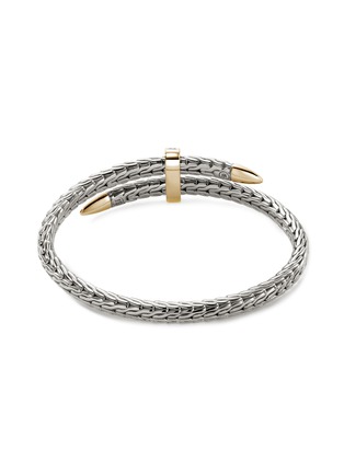 背面 - 点击放大 - JOHN HARDY - Classic Chain Diamond 14K Gold Sterling Silver Bypass Flex Cuff — Size S-M