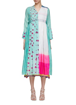 首图 - 点击放大 - INJIRI - Layered Pattern Long Silk Dress