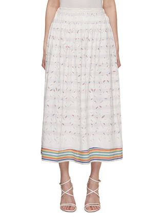 首图 - 点击放大 - INJIRI - Rainbow Striped Hem Cotton Skirt