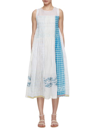 首图 - 点击放大 - INJIRI - Chequered Panel Cotton Silk Dress