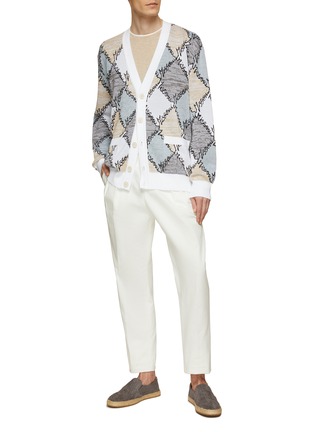 模特儿示范图 - 点击放大 - MISSONI - 锯齿状菱形提花开衫